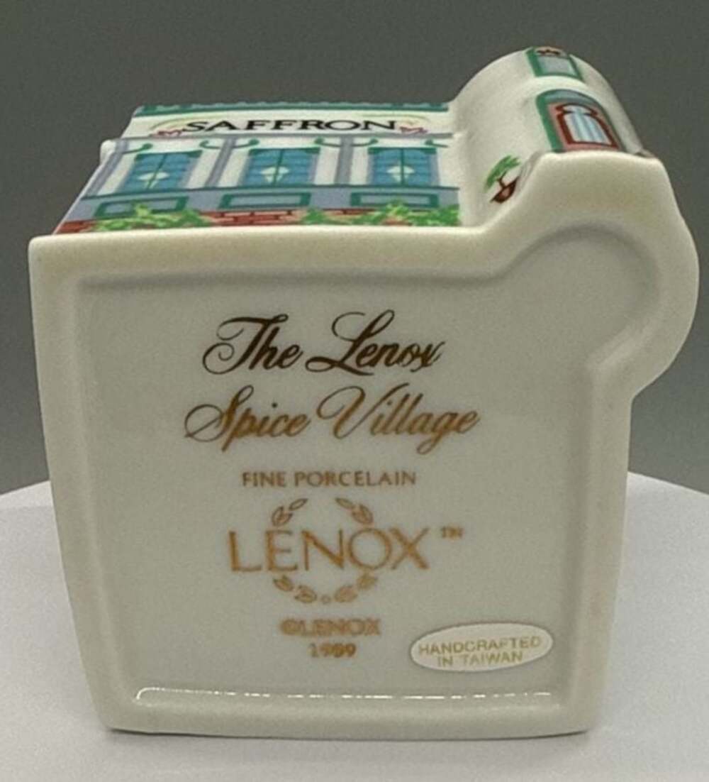 Lenox Spice Village 1989 Saffron Spice Jar w/ Lid Original Porcelain House Vtg - Picture 5 of 14
